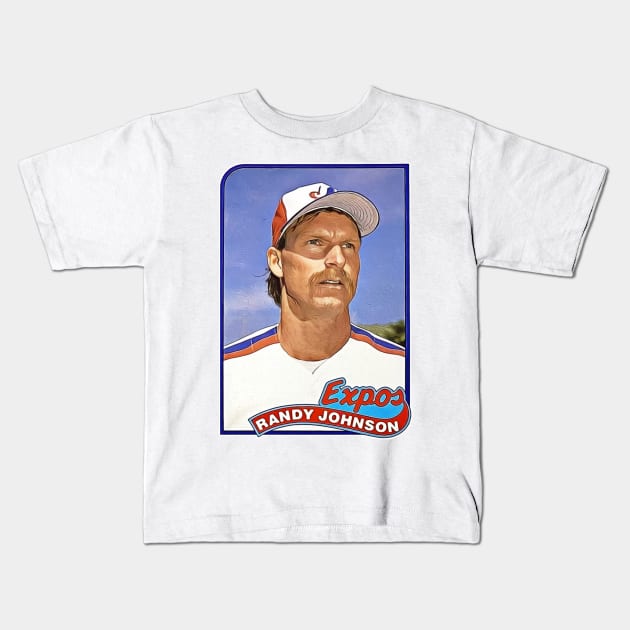 Retro Big Unit Baseball Rookie Card Kids T-Shirt by darklordpug